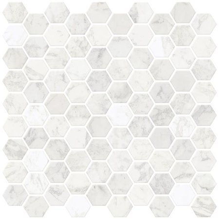 INHOME InHome NH2359 Hexagon Marble Peel & Stick Backsplash Tiles - White NH2359